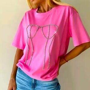 SEXY PINK RHINESTONE T-SHIRT. NWOT